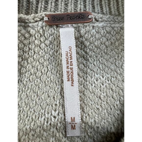 FREE PEOPLE WMNS MEDIUM PATTERN EASY STREET CROP PULLOVER SWEATER OATMEAL IVORY - Picture 4 of 14